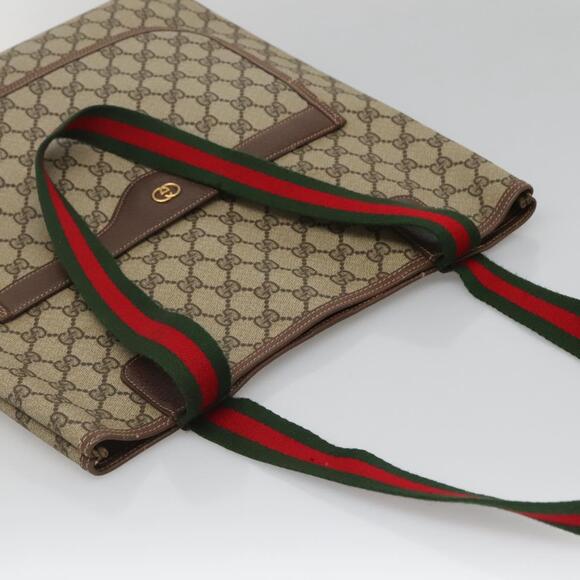 GUCCI GG Supreme Web Sherry Line Tote Bag Pvc Beige 002 123 002 123 - Picture 6 of 16